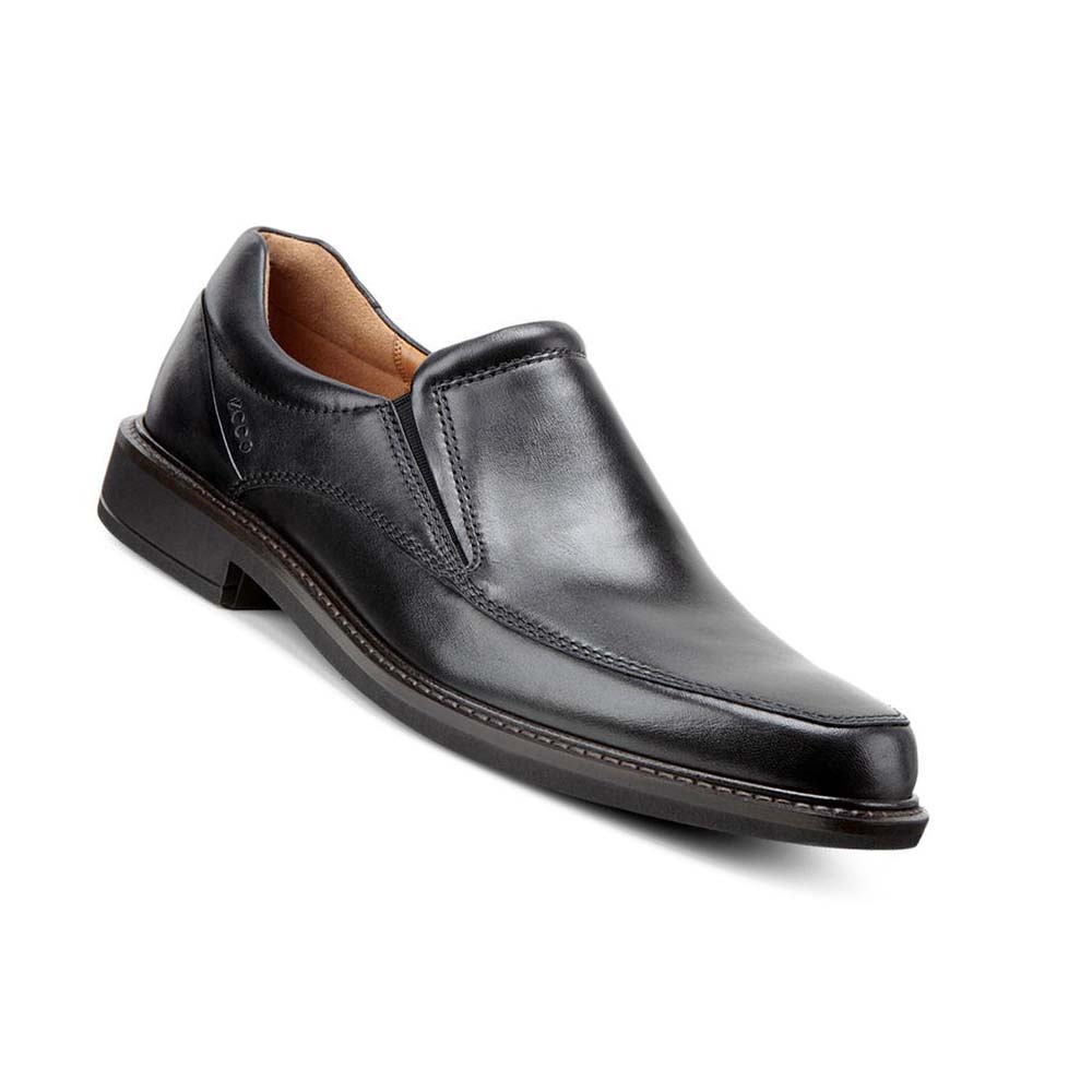 Men's Ecco Holton Apron Toe Slip On Dress Shoes Black | Canada 518GSO